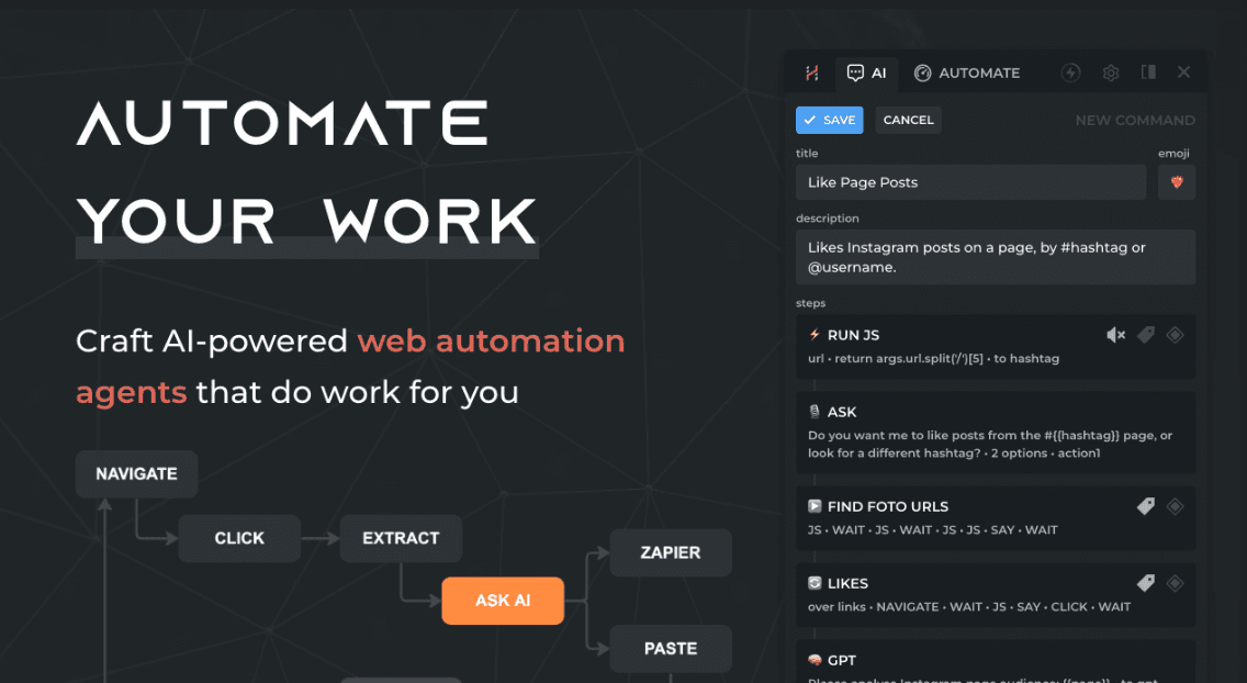 Automate.AI agent builder dashboard